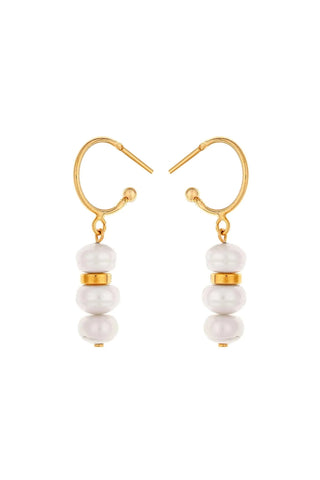 Aline Pearls Earrings — freshwater pearls with 24K gold-plated finish, handcrafted in Portugal