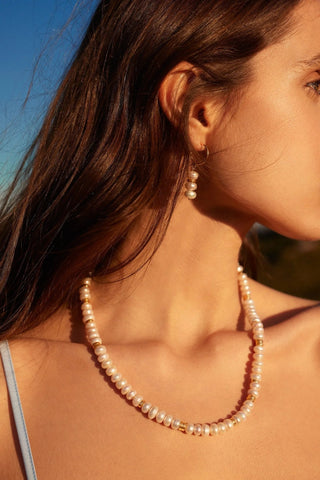 Close-up of Aline Pearls Necklace showing pearls and clasp details