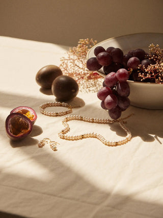 Aline Pearls Necklace — freshwater pearls with 24K gold-plated chain, handcrafted in Portugal