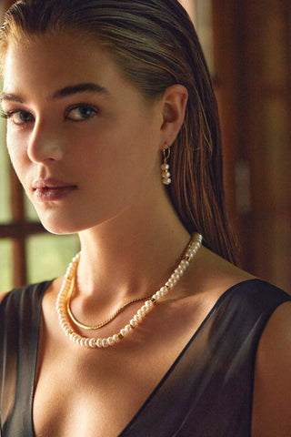 Close-up of Aline Pearls Necklace showing pearls and clasp details