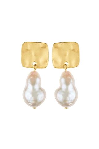 Baroque Earrings — freshwater baroque pearls with 24K gold-plated finish, handcrafted in Portugal