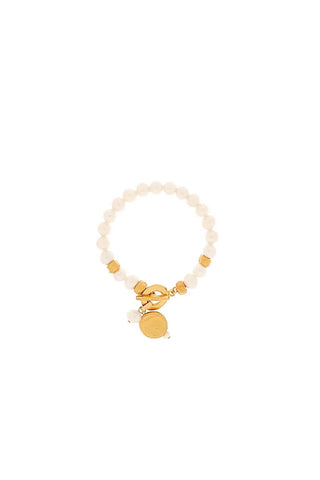Folky Pearls Bracelet — adjustable 24K gold-plated bracelet with pearls and charms, handcrafted in Portugal