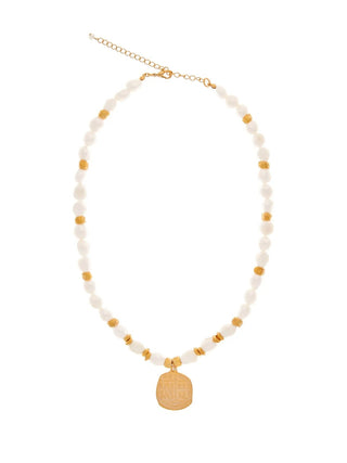Heraklion Pearls Necklace with oversized freshwater pearls and sculptural 24K gold-plated details – handcrafted in Spain