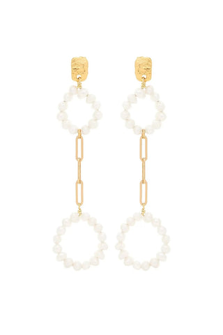 Pearly Circle Double Earrings with double hoops and freshwater pearls – handcrafted in Portugal