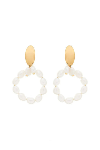 Pearly Circle XL Earrings with oversized hoops and freshwater pearls – handcrafted in Portugal