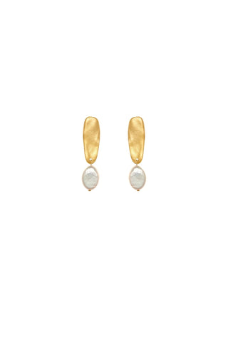 Riviera Pearls Earrings with freshwater pearls and gold-plated finish – handcrafted in Portugal