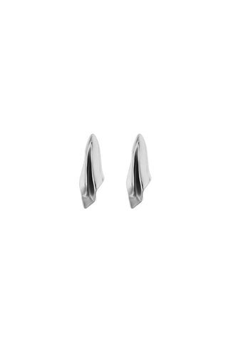 Sculpted Earrings — silver PVD finish close-up