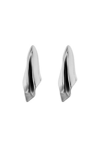Sculpted Earrings — silver PVD finish close-up