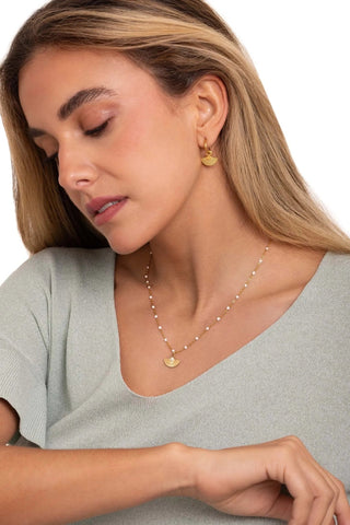 Model wearing Sevilla Hoops — casual elegance