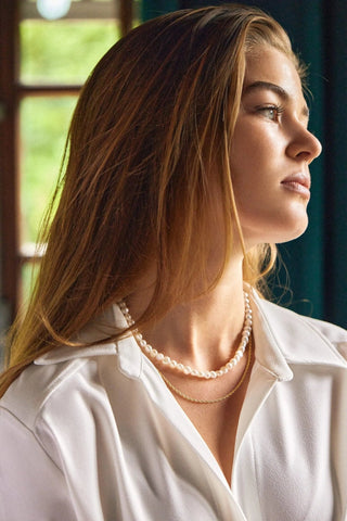 Model wearing The Rope Waterproof Necklace — 44cm length