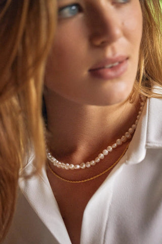 Model wearing The Rope Waterproof Necklace — 44cm length