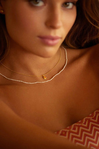 Ziron Pearls Necklace styled in layered jewelry look